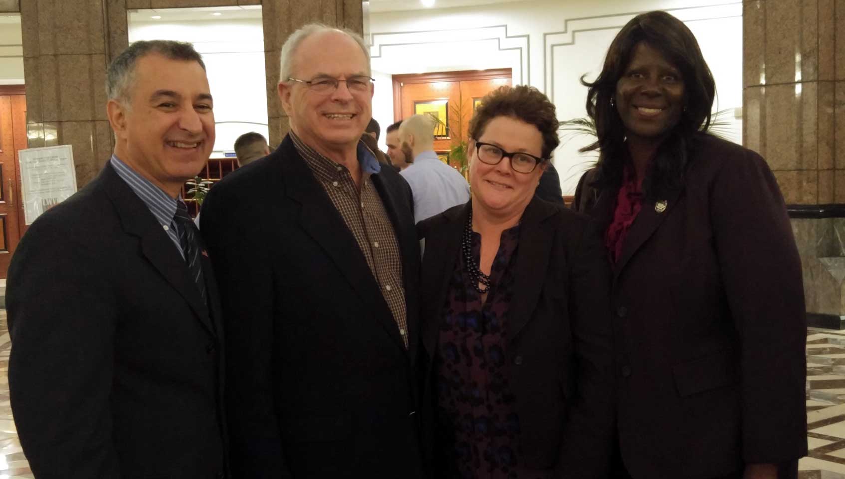 L-R: Sen. Carlo Leone, D-27; PIACT Director and Legislative Chairperson William F. Malloy Jr., CIC; Insurance Commissioner Katharine L. Wade; and Rep. Patricia Billie Miller, D-145.