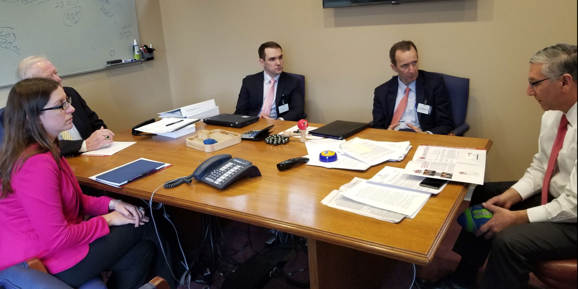 L-R: PIACT-YIP President Katie Bailey; PIACT past President Robert C. Shanley, CIC: PIACT Lobbyist James Woulfe, Esq.; PIACT Lobbyist Jim O’Brien; and Senate Republican President Pro-Tempore Len Fasano, R-34.