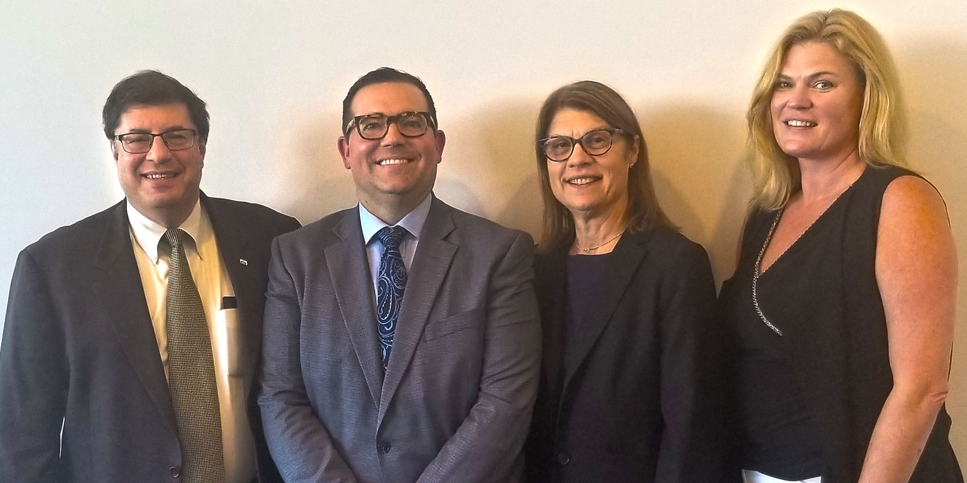 L-R: PIANJ President-elect Bruce Blum, CPIA; Daniel Tague, regional director of field management for Travelers; PIANJ Secretary and Communications Committee Chairperson Connie Mahoney; and PIANJ Executive Director Kelly N. Norris, CAE. 