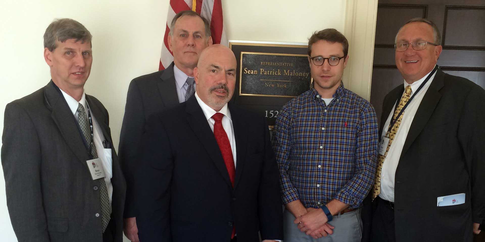 L-R: PIANY Secretary Bruce D. Rowledge; PIANY Treasurer John Tomassi; PIANY past President Richard A. Savino, CIC, CPIA; Legislative Director to Rep. Sean Patrick Maloney, D-18, Tom Mintz; and PIANY past President D. Scott Liebert, CIC.