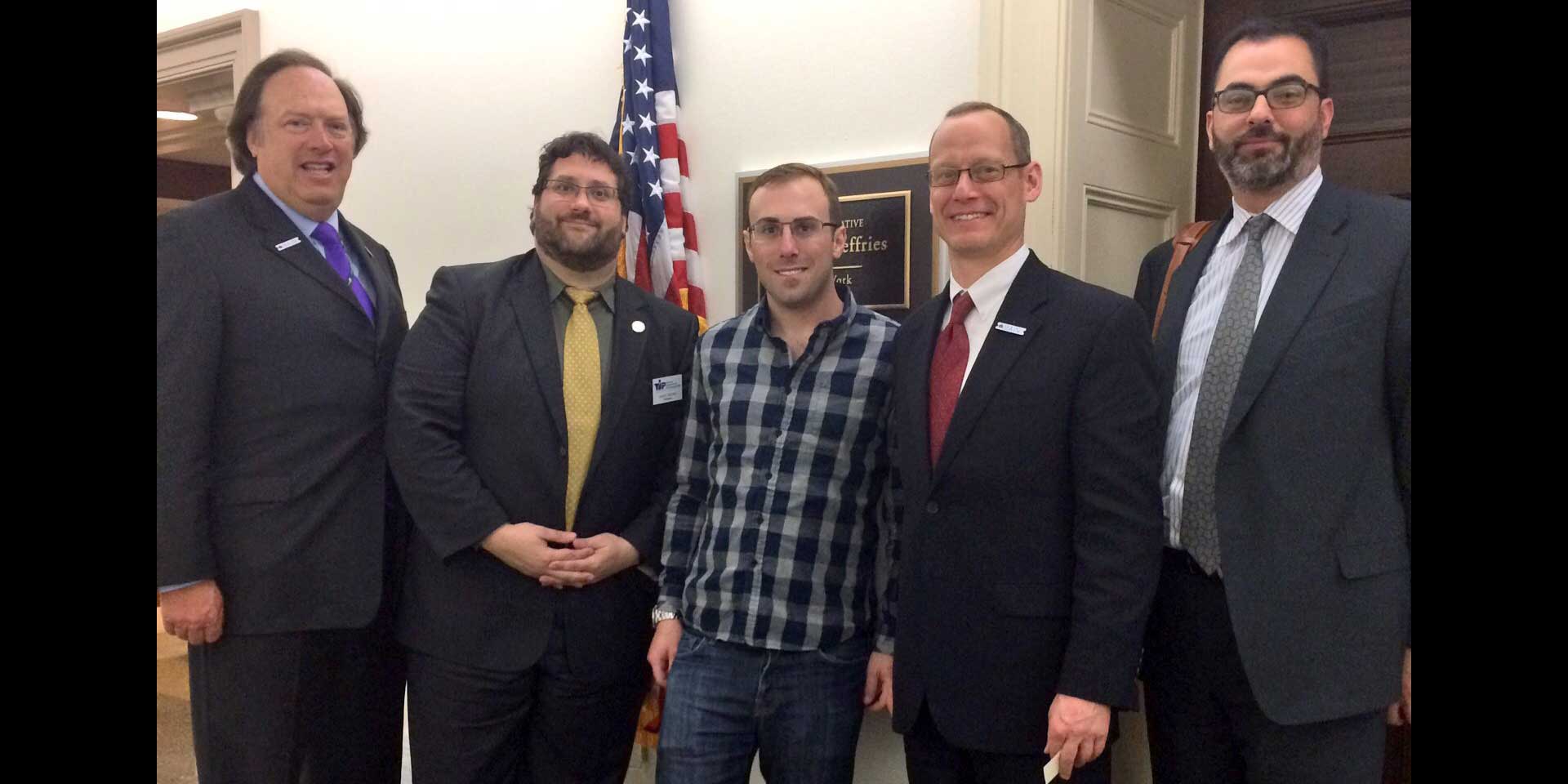 L-R: PIANY past President Jeffrey H. Greenfield; PIANY-YIP President Jason E. Bartow ; Senior Legislative Assistant to Rep. Hakeem Jeffries, D-8, Matt Wiesenthal; PIANY Director of Government & Industry Affairs Matthew F. Guilbault, Esq.; and PIANY Director Anthony Kammas.