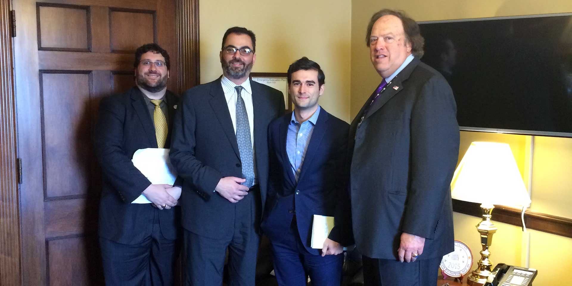 L-R: PIANY-YIP President Jason E. Bartow ; PIANY Director Anthony Kammas; Counsel to Rep. Dan Donovan, R-11; and PIANY past President Jeffrey H. Greenfield.