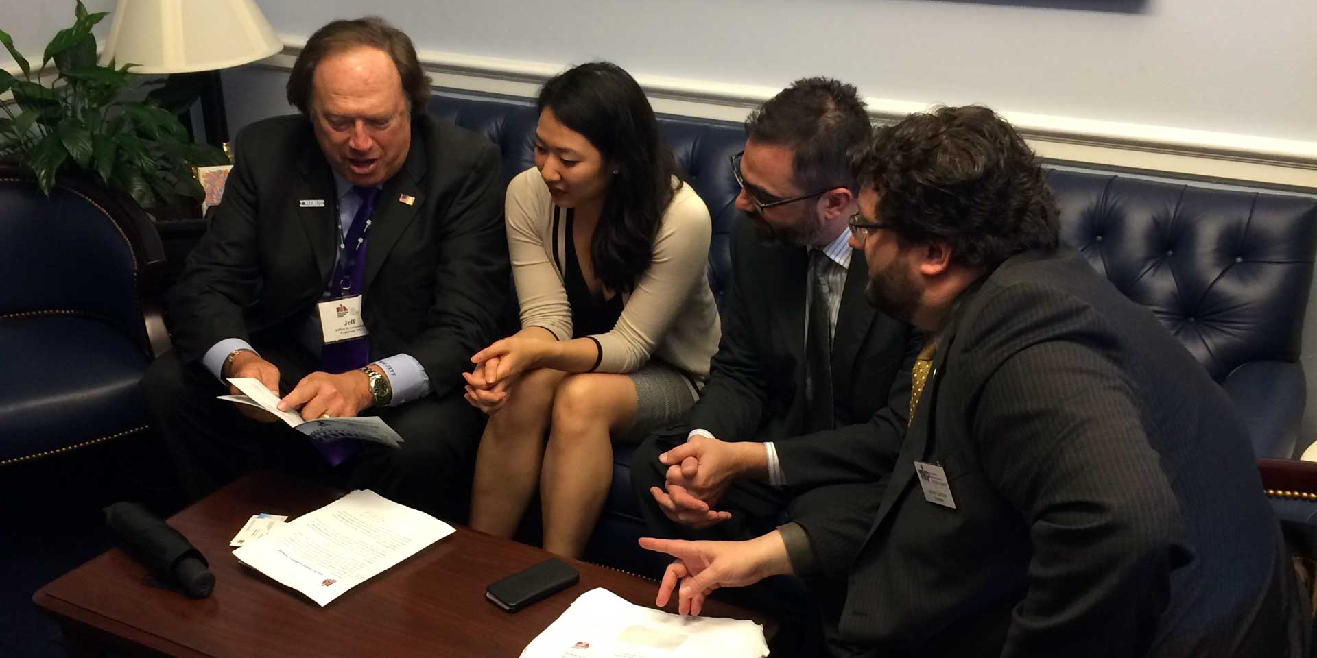 L-R: PIANY past President Jeffrey H. Greenfield; Legislative Assistant to Rep. Grace Meng, D-6, Lauri Ng; PIANY Director Anthony Kammas; and PIANY-YIP President Jason E. Bartow.