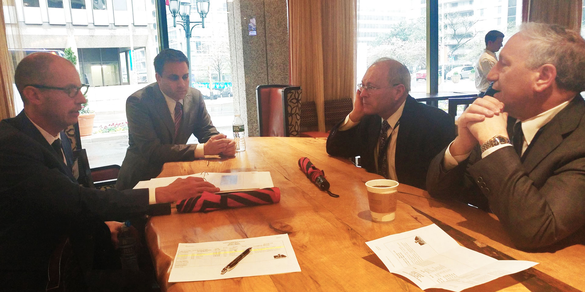 L-R: PIA National Director and PIACT past President Timothy G. Russell, CPCU; PIACT-YIP President Nick Khamarji Jr.; PIACT past Presidents Jonathan Black, LUTCF, CPIA, CLTC, and James Pascarella, CPCU.