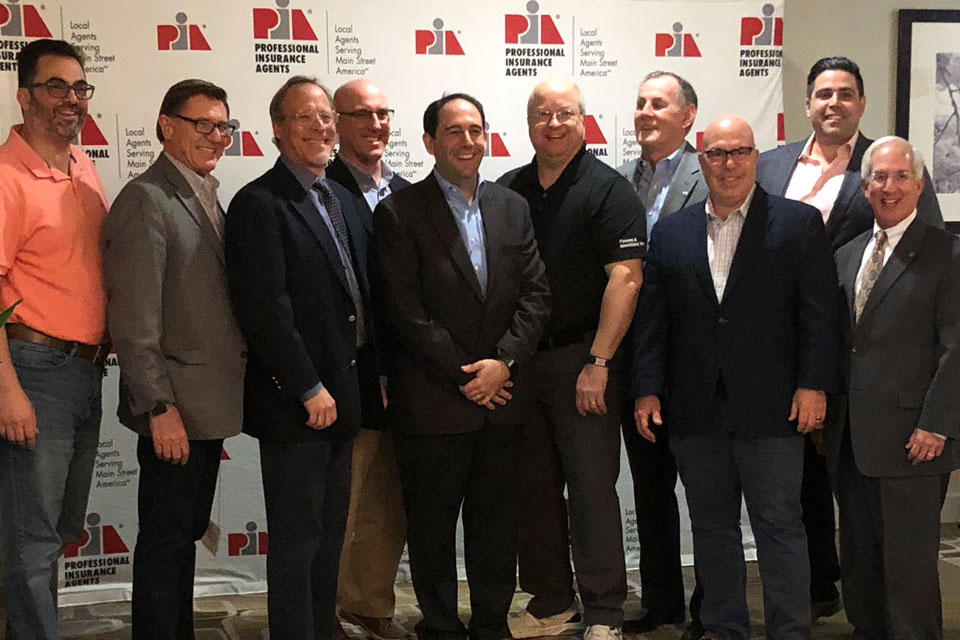 
L-R: PIANY First Vice President Anthony Kammas; PIANY Director Gary Slavin, CLTC, CIC; PIANY Director Eric T. Clauss; PIANY Vice President David L. Sidle II, CIC, CPIA: PIANY President Jamie Ferris, CIC, AAI, CPIA; PIANY past President John C. Parsons II, CIC, CPIA, AAI; PIANY President-elect John Tomassi, CPCU; PIANY past President and PIA National Director Richard A. Savino, CIC, CPIA; PIANY Secretary Gino A. Orrino, CPIA; and PIANY immediate past President Fred Holender, CPCU, CLU, ChFC, MSFS.