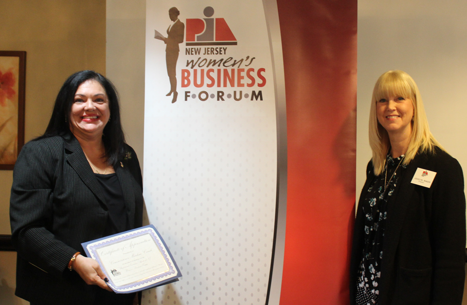 (L-R) Commissioner Caride with Women’s Business Forum Committee Chair Jocelyn Rineer, CIC, after Caride’s speech to the PIANJ Women’s Business Forum.